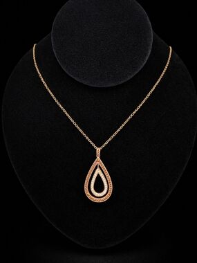 Swarovski Delicate Rose Gold Teardrop Pendant Necklace Rose & Chocolate Crystals